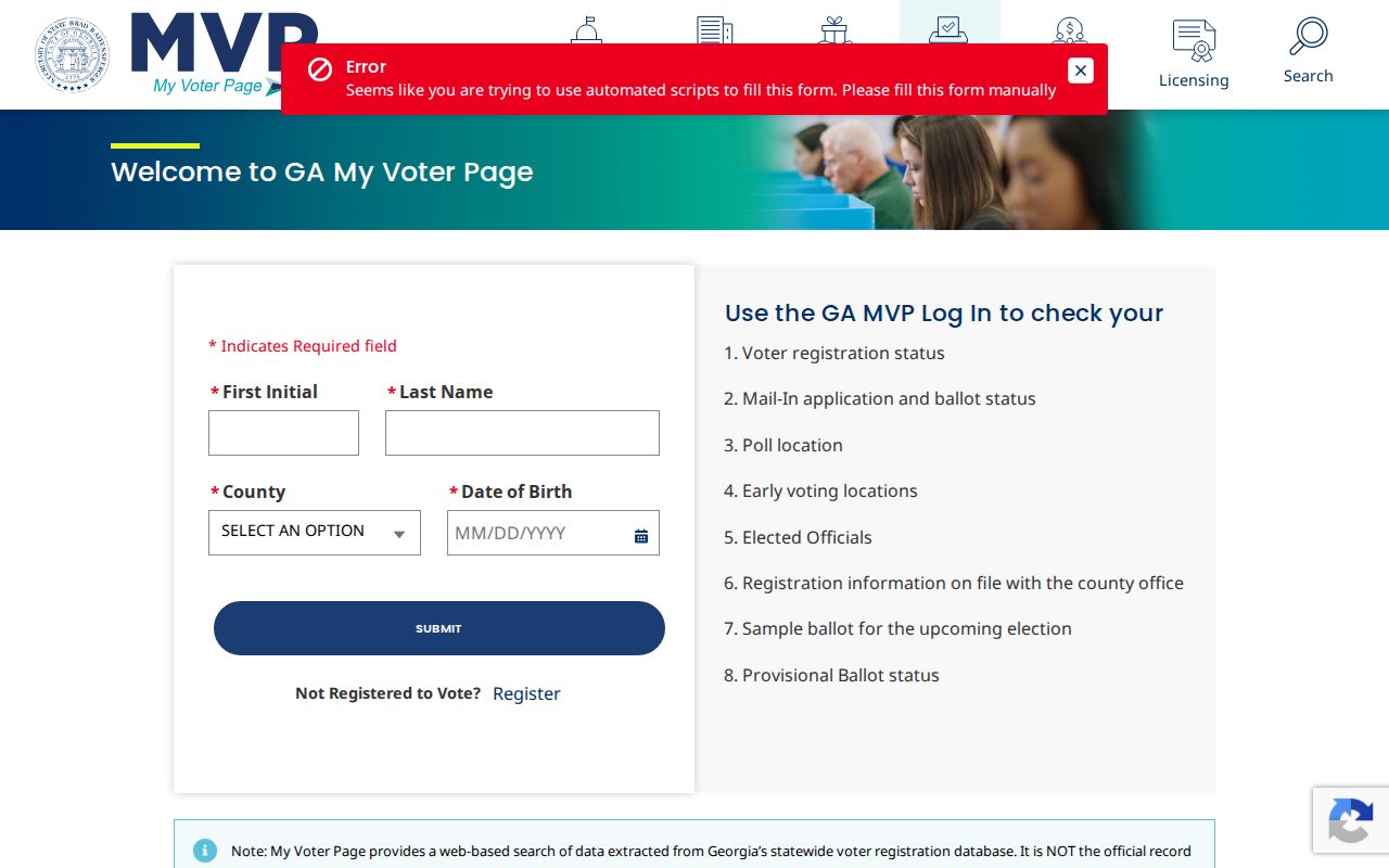 Georgia My Voter Page for Griffin residents